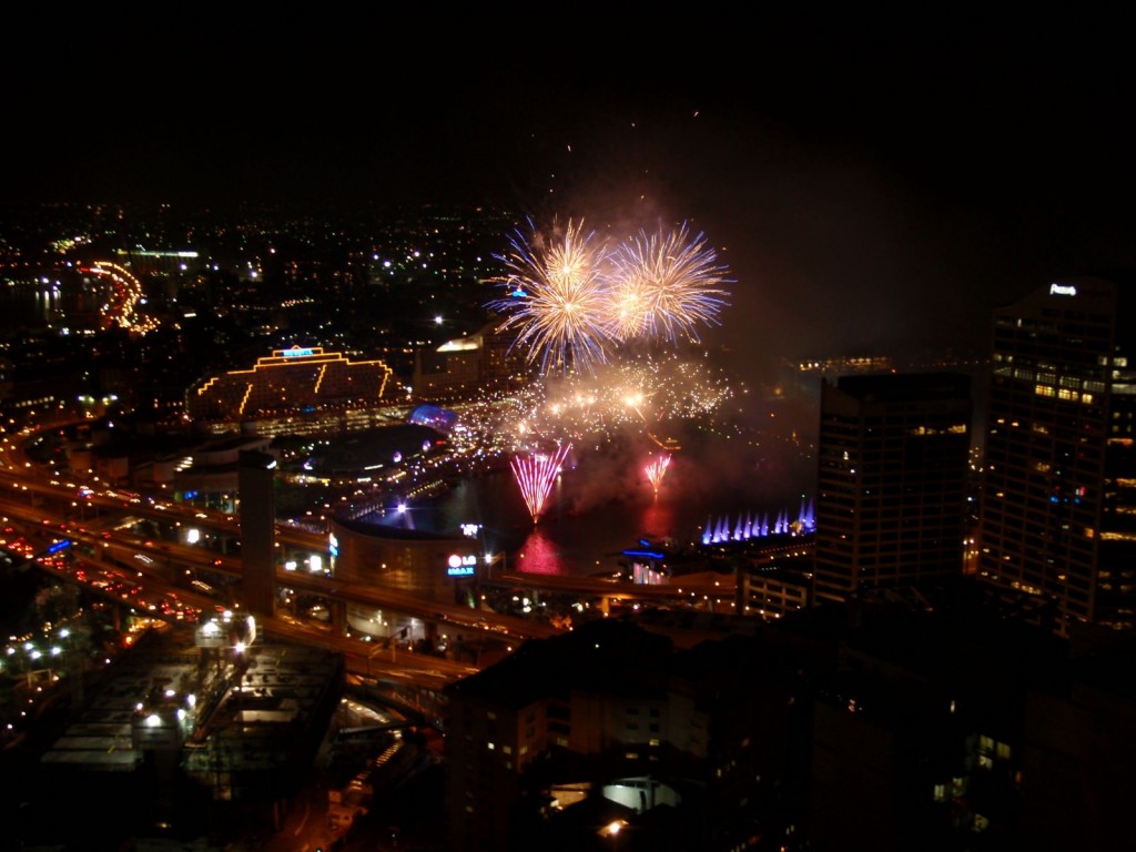 Fireworks at the Darling Harbour in Sydney at Australia Day night