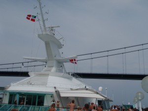 Passing under Great Belt Bridge 1