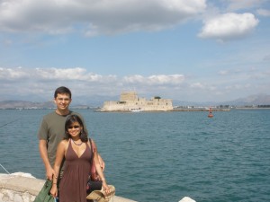 Bourtzi fortress on islet Nafplion Greece