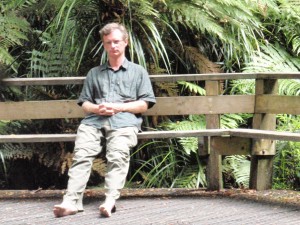 Bare feet admiring the hugest giant kauri tree at Waipoua Forest