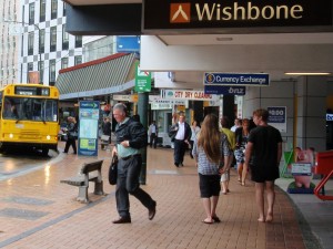 Barefoot at a shopping street, Wellington