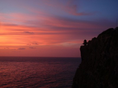 Stunning sunset at Uluwatu Temple.