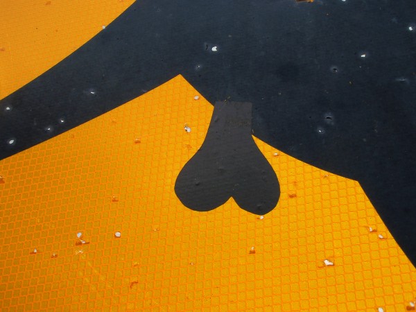 Male specific kangaroo street sign detail