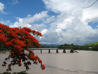 Falling train track bridge in Sigatoka, Fiji