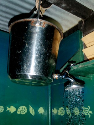 Bucket shower in Fiji