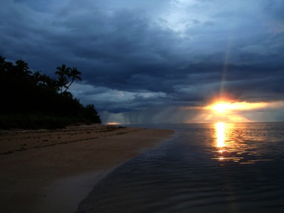 Sunset in a cloudy day in Fiji