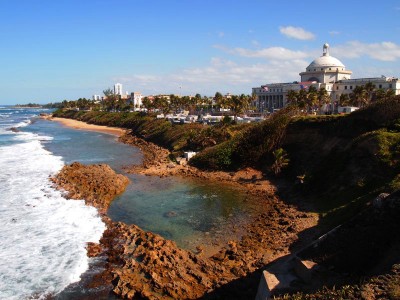 The coastal view from Castillo San Cristobal in Old San Juan, Puerto Rico