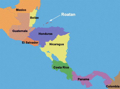 Central America map by www.roatan.net