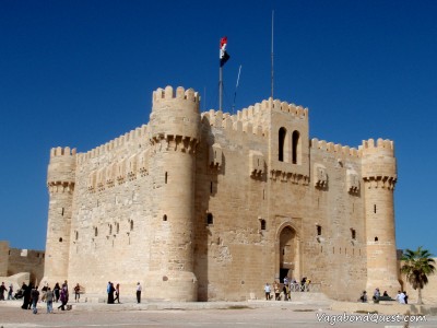 Citadel of Qaitbay, which was errected on the ruin of the Lighthouse of Alexandria, with a little mosque on the top. (Alexandria, Egypt)