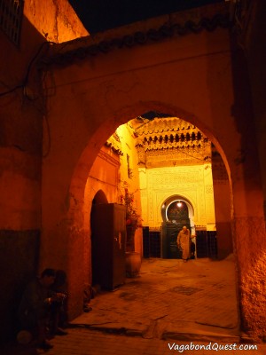 A man leaving a small mosque after praying (Marrakech, Morocco)