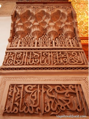 Morocco Marrakesh - Bahia Palace - Column Column decoration inside the Bahia Palace (Marrakech, Morocco)