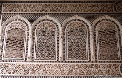 Morocco Marrakesh - Bahia Palace - Wall Wall decoration inside the Bahia Palace (Marrakech, Morocco)