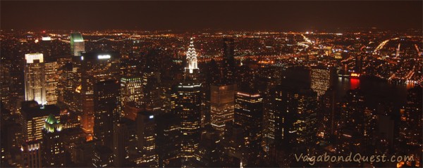 New York under the night sky from Empire State Building