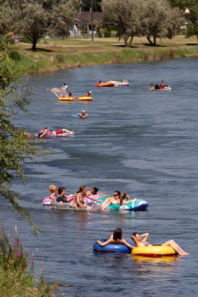 Tubing in the Okanagan River Channel in Penticton - British Columbia Canada